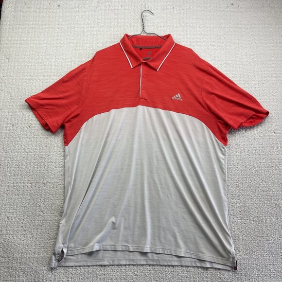 Adidas Golf Polo Shirt Color Blok Mens XXL Orange / White Performance Read* - Picture 1 of 16